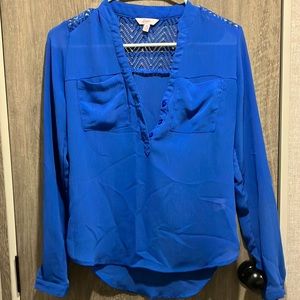 Blue Lace Back Blouse